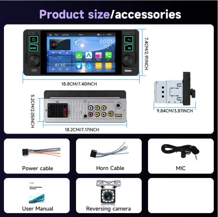 Estereo De Pantalla con Bluetooth Para Coche Carro Auto MP3 Player RM/RMVB/AVI/M