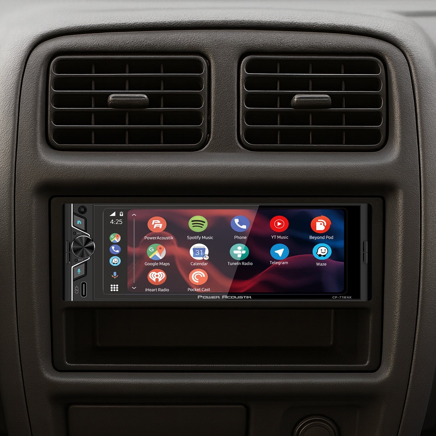 Power Acoustik CP-71WAK Single DIN 6.5″ Color Touchscreen Car Stereo with Blueto