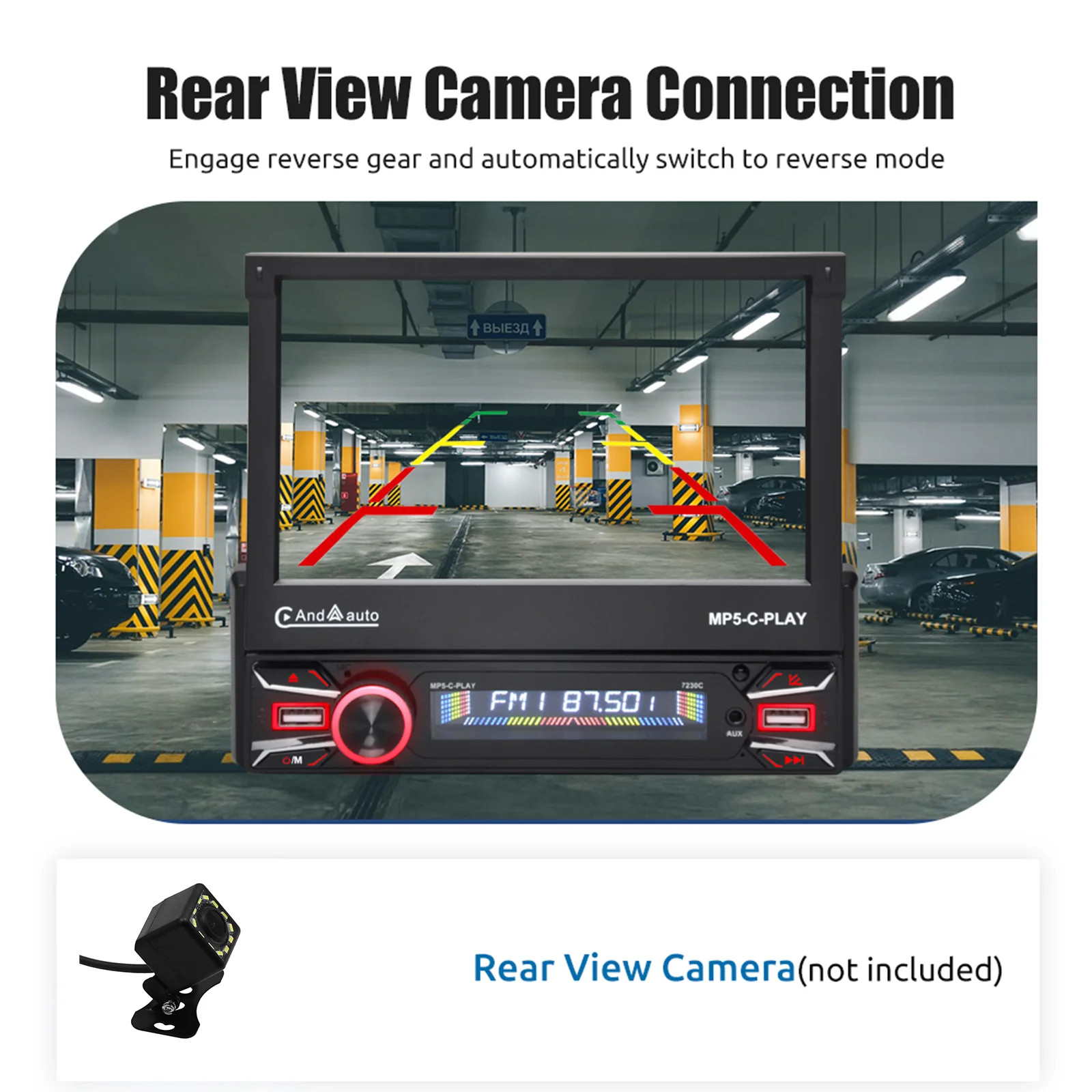 Auto Retractable Flip Out Single Din 7″ Car Stereo Radio, 1024 600P Touchscreen