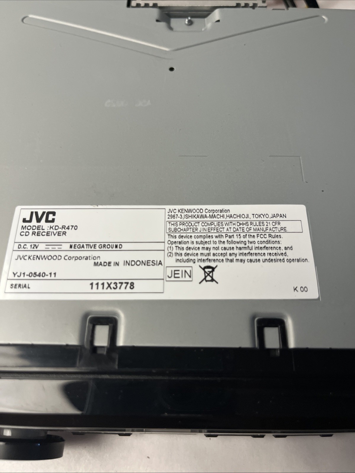 JVC KD-R470 CD Player USB WMA FLAC MP3 WAV AM FM Car Radio Aux