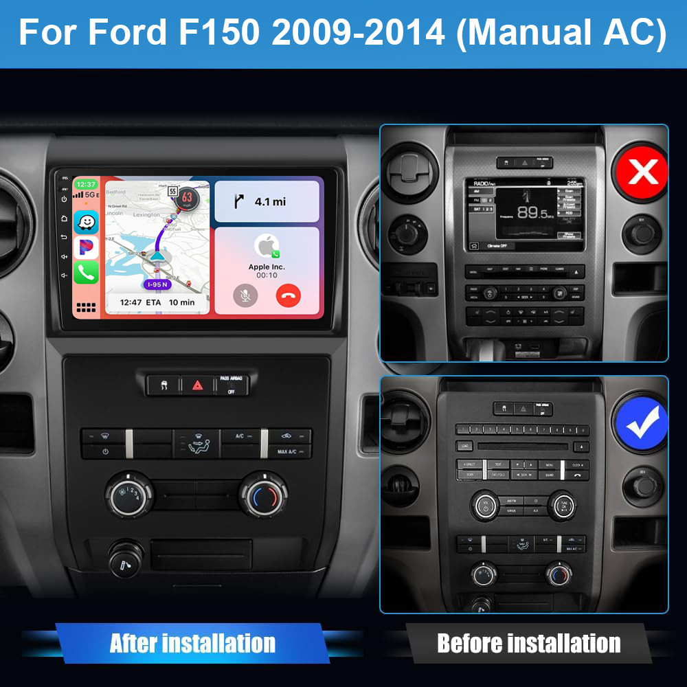 For Ford F150 2009-2014 Carplay Android 13 Car Stereo Radio GPS Navi Wifi BT SWC