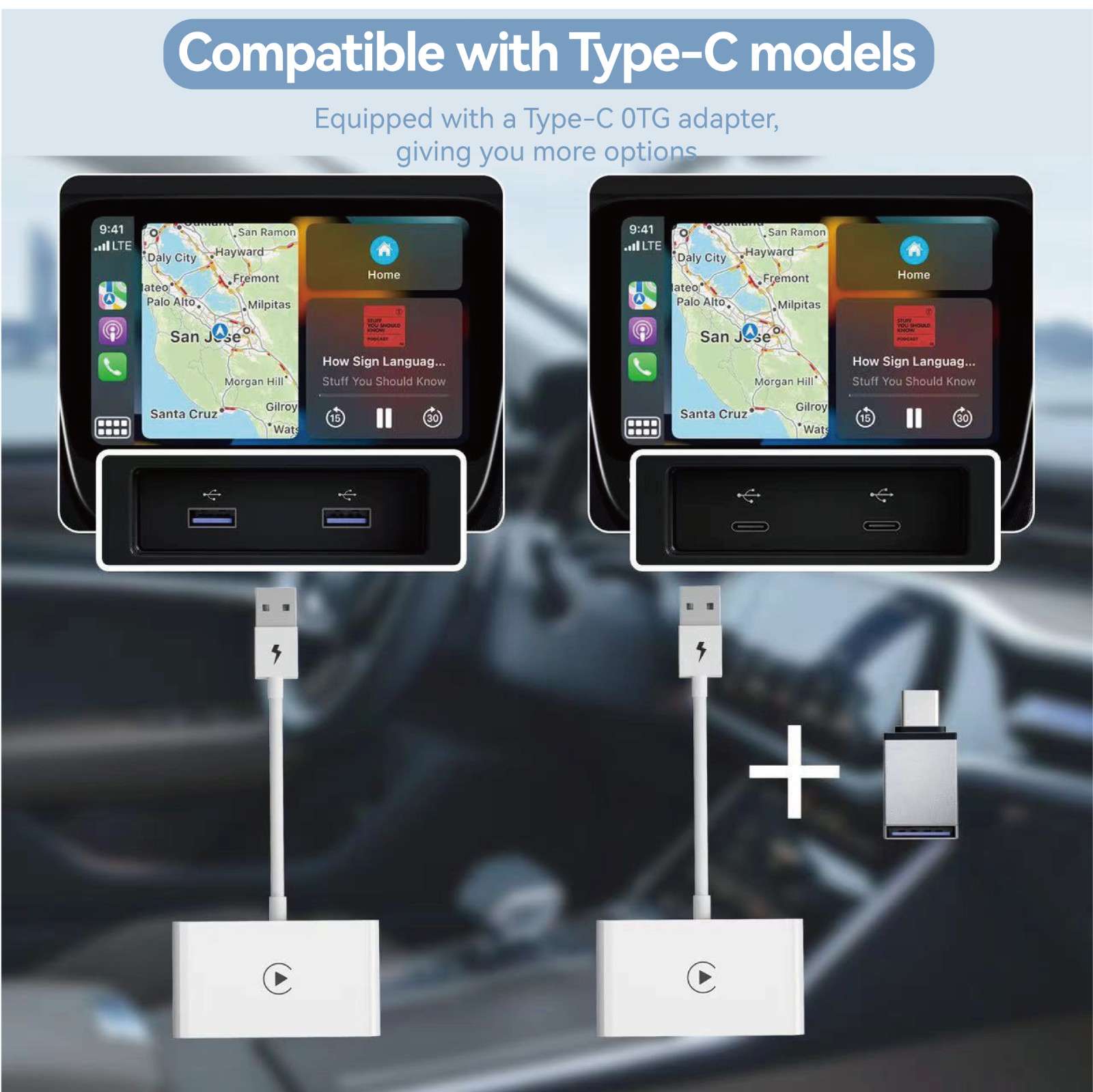Wireless CarPlay Adapter Dongle USB For Apple iOS 10+ Car Auto Navigation Player