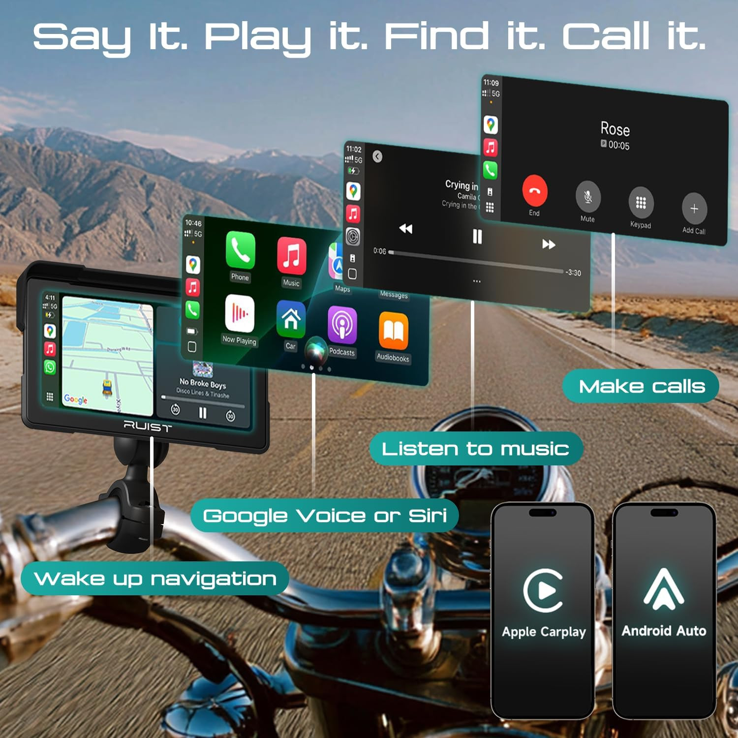 MOX70 Carplay for Motorcycle HD Touchscreen 7.0″, Wireless Apple Carplay & Andro