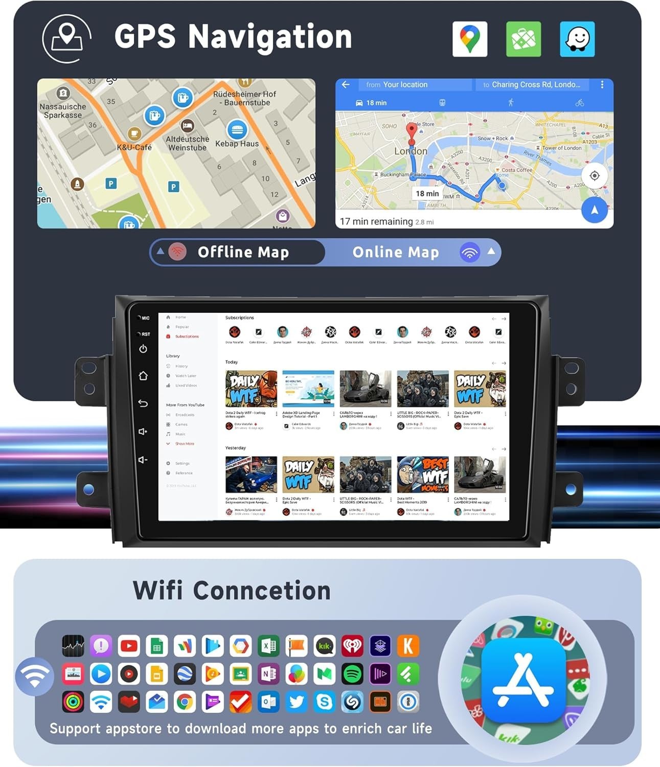 9″ 64GB For SUZUKI SX4 2006-2013 Android Apple CarPlay Radio Stereo GPS Navi NEW