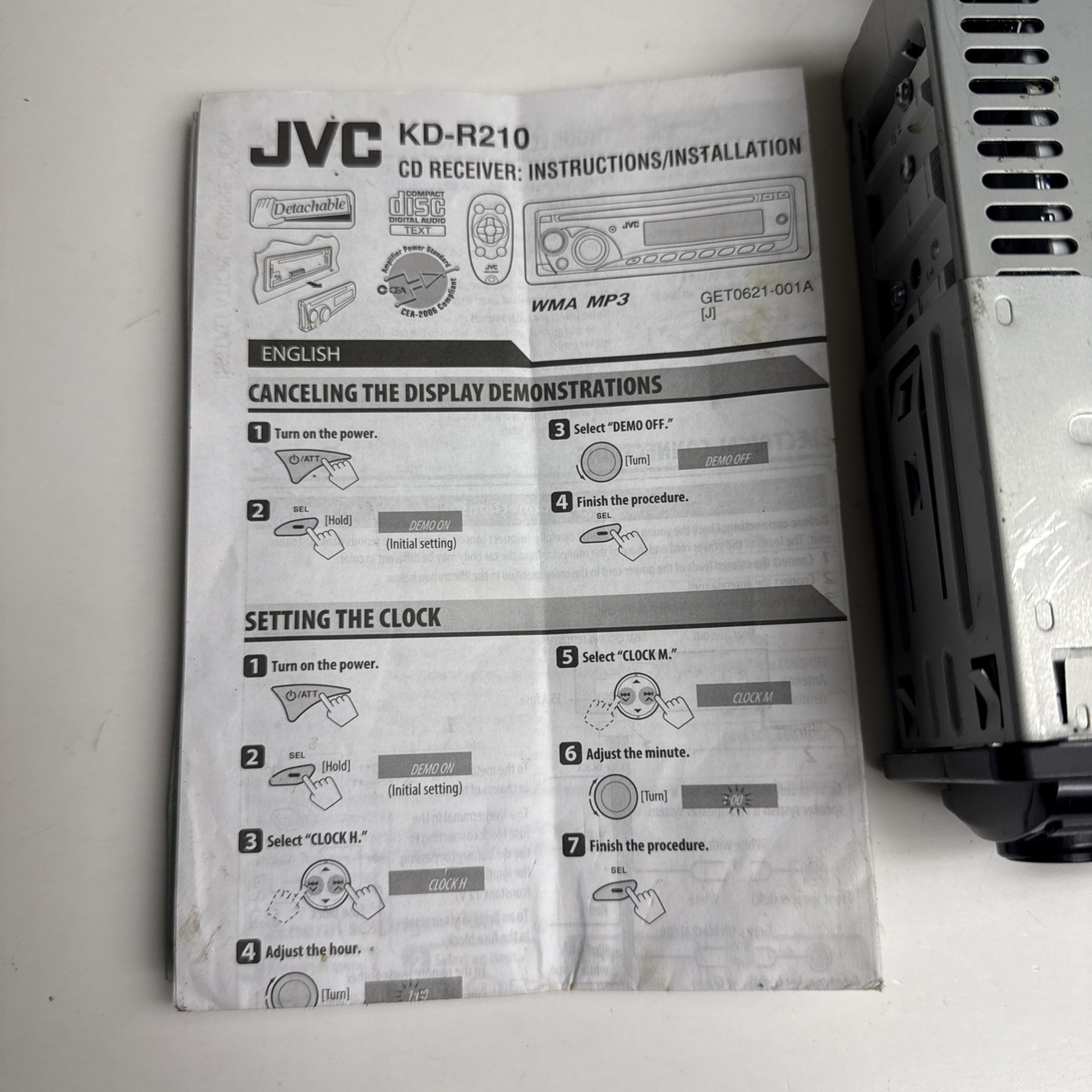 JVC KD-R210 Detachable Face Car Radio MP3 CD Receiver Player Aux Tested Working