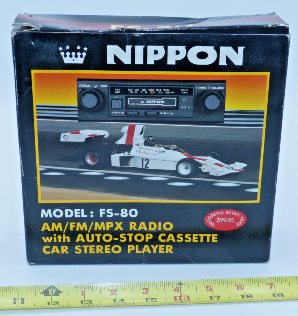 NIPPON FS-80 CAR CASSETTE STEREO TAPE PLAYER WITH AM/FM -MPX RADIO new/old stock