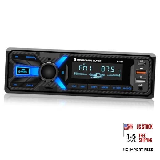 Car Radiotooth with Type-C/USB Port, FM/AM Single Din Car Stereo Radio Blue