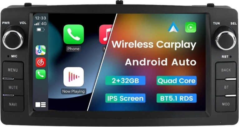 Android 13 Double Din Car Stereo for Toyota Corolla E120 00-06 – 4core-2gb+32gb