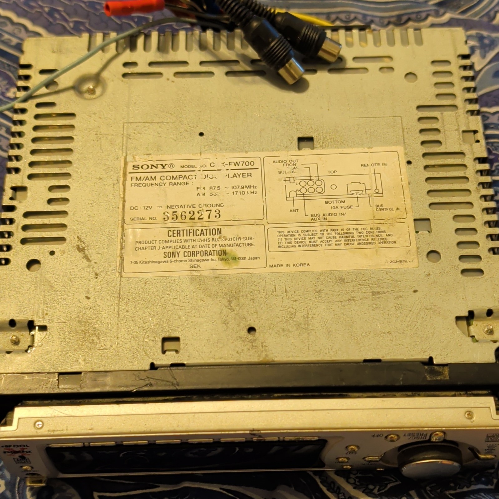 RARE SONY CDX-FW700 CD Player AM/FM Radio 1 DIN