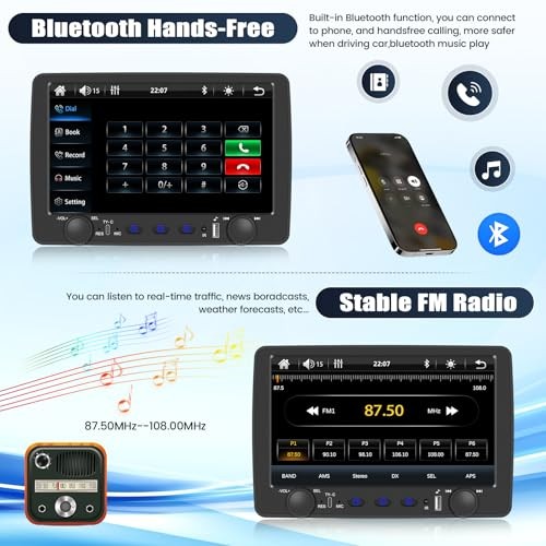 Single Din Car Stereo with Wireless Carplay&Android 9 Inch with Carplay&Button