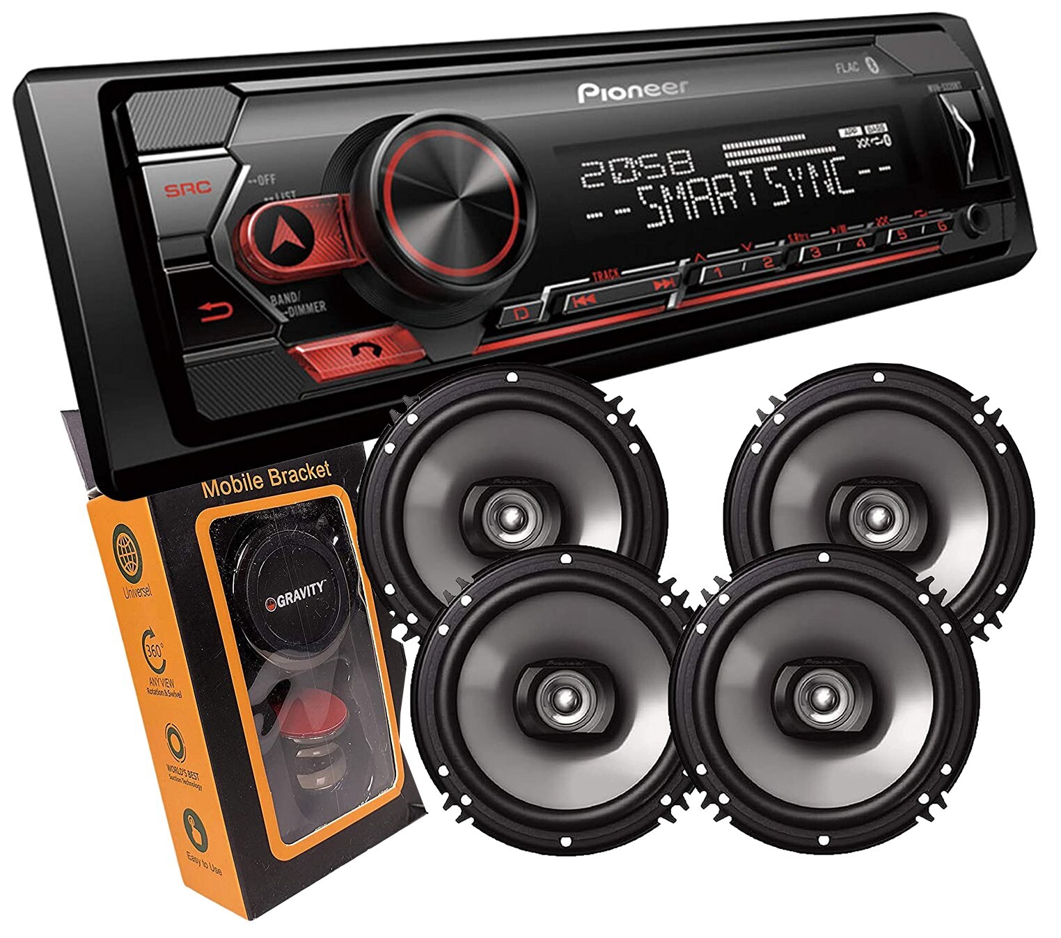 Pioneer 1 DIN Bluetooth Digital Media Receiver +4x 6.5″ Car Speaker & Magnet
