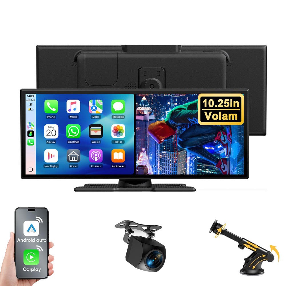 10.25″ Portable Car Stereo Radio Screen AI Box w/ Net-flix YouTube Backup Camera