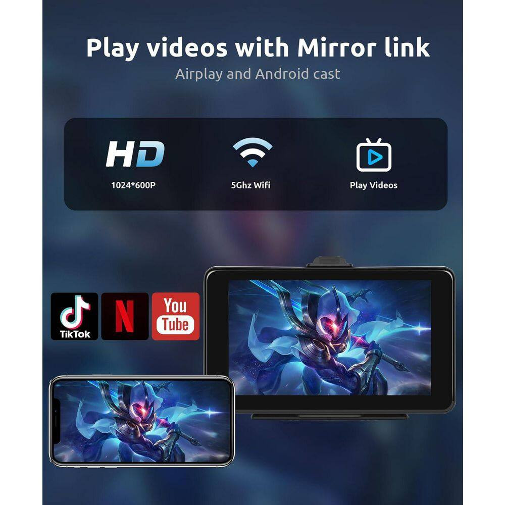 7 Wireless Carplay Screen with IP69K AHD Backup Camera for Car, Trucks, Android