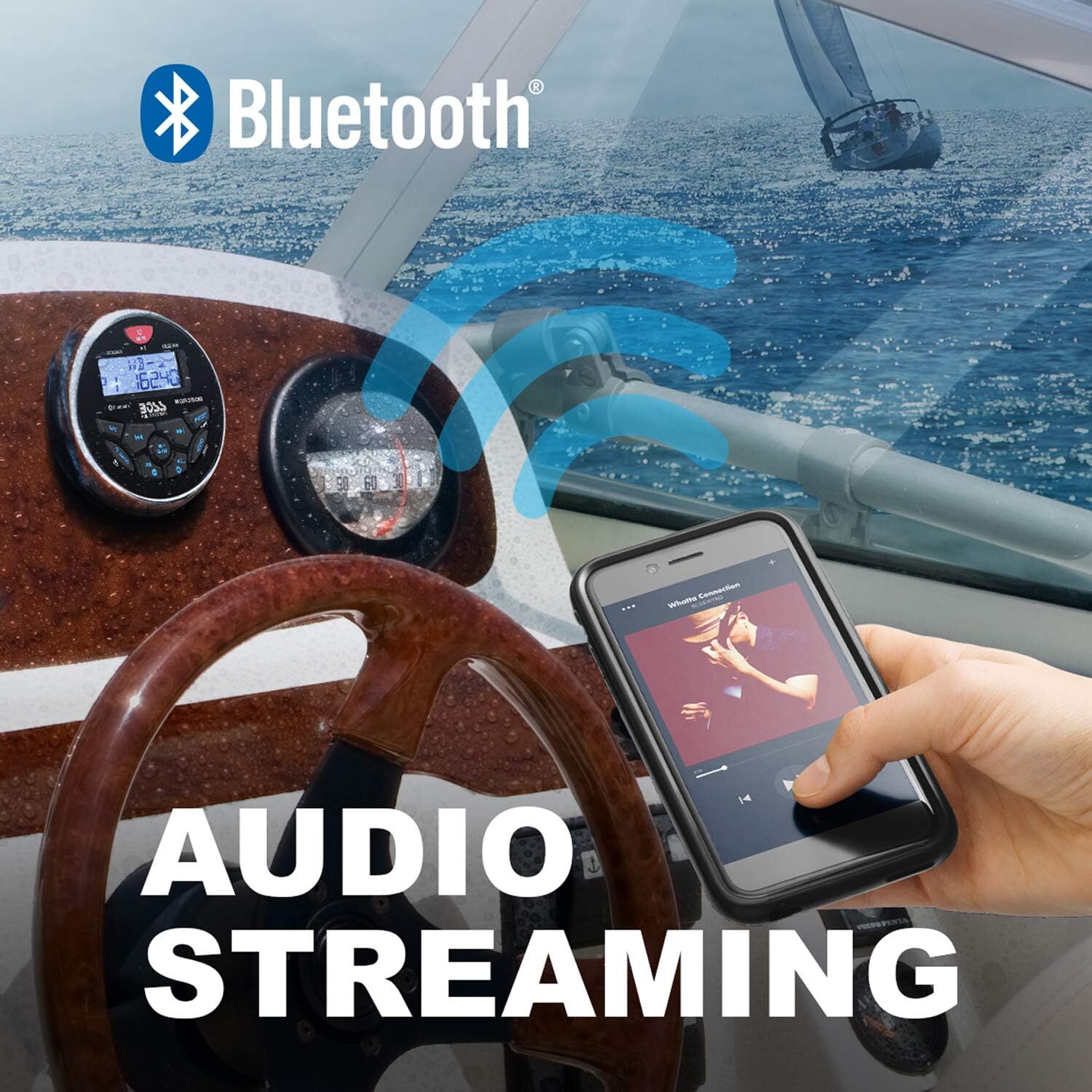 BOSS Bluetooth Marine Stereo Receiver 60w x4 Weatherproof MGR350B USB Aux Boat