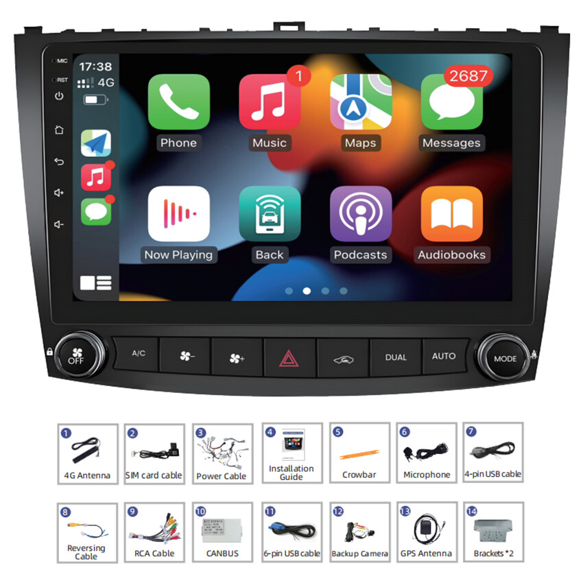 8Core 4+64GB For Lexus IS250 2006-2012 Android 13 Apple CarPlay Car Stereo Radio