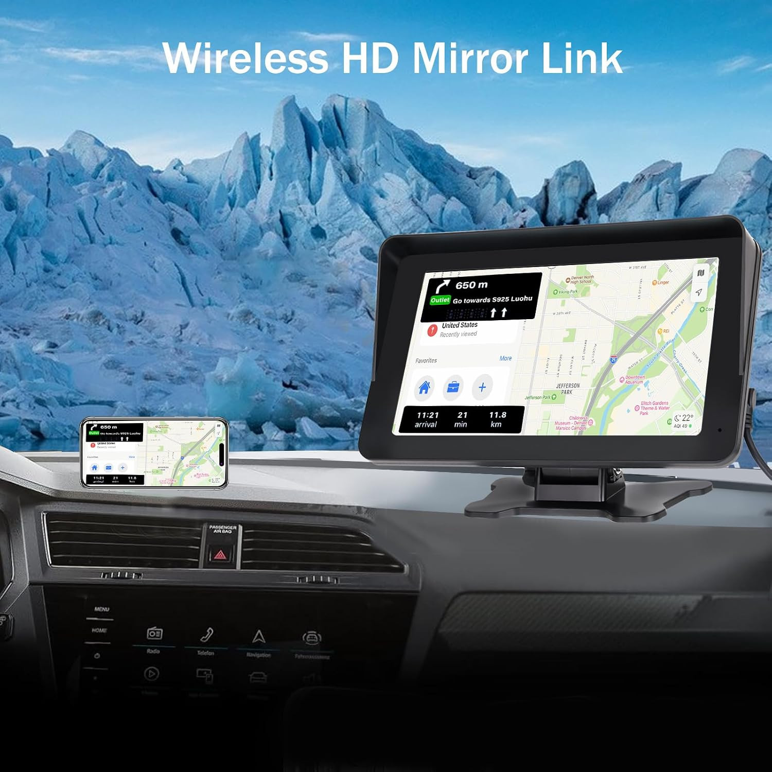 Apple Carplay Portable Car Stereo and Android Auto,Carplay Screen for Car Radio