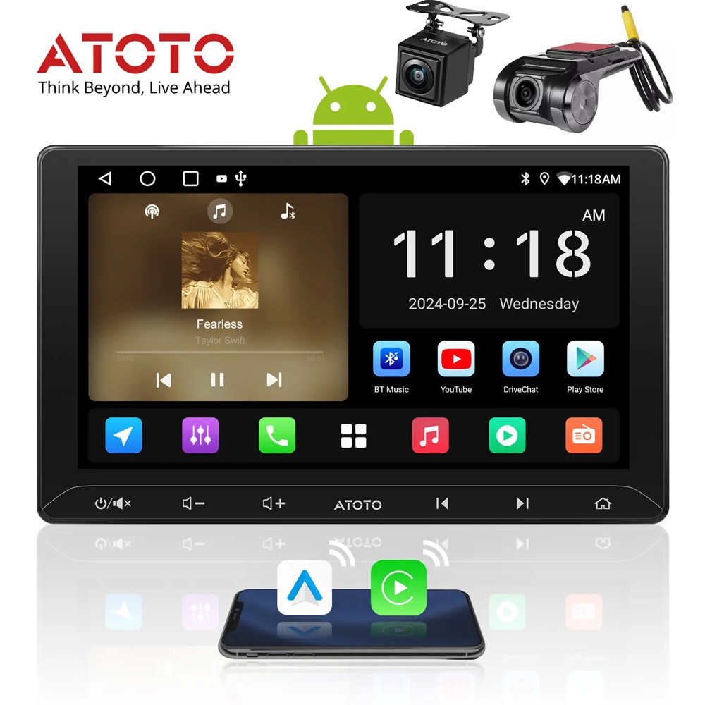 ATOTO A5L 10.1″ 2 DIN Car Stereo Radio Android GPS Navi WIFI DVR On-Dash Camera