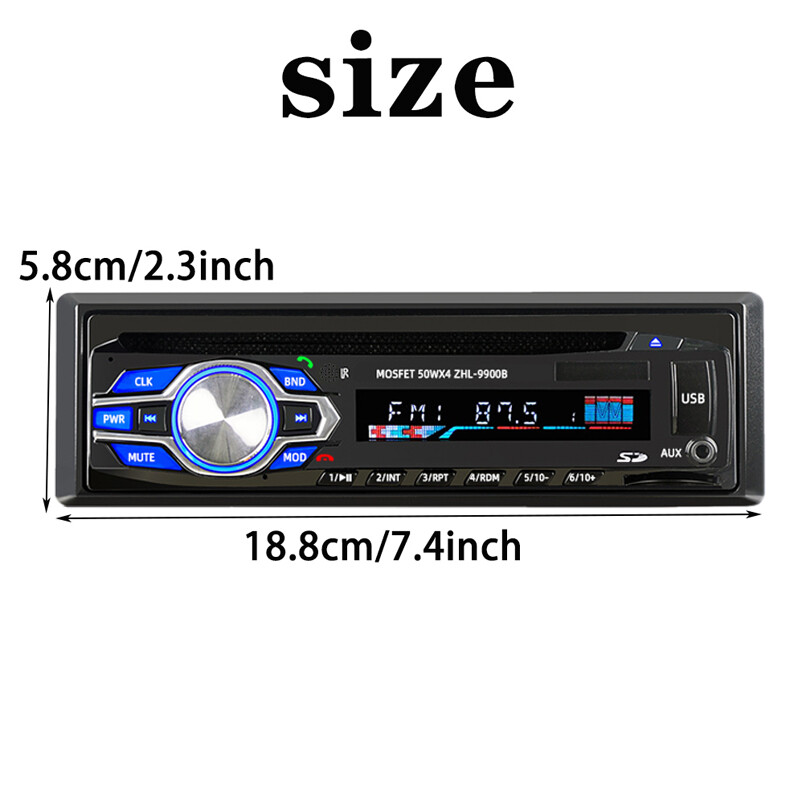 Bluetooth FM Single 1 Din Car Radio Compatible with DVD DIVX MPEG4 VCD CD USB