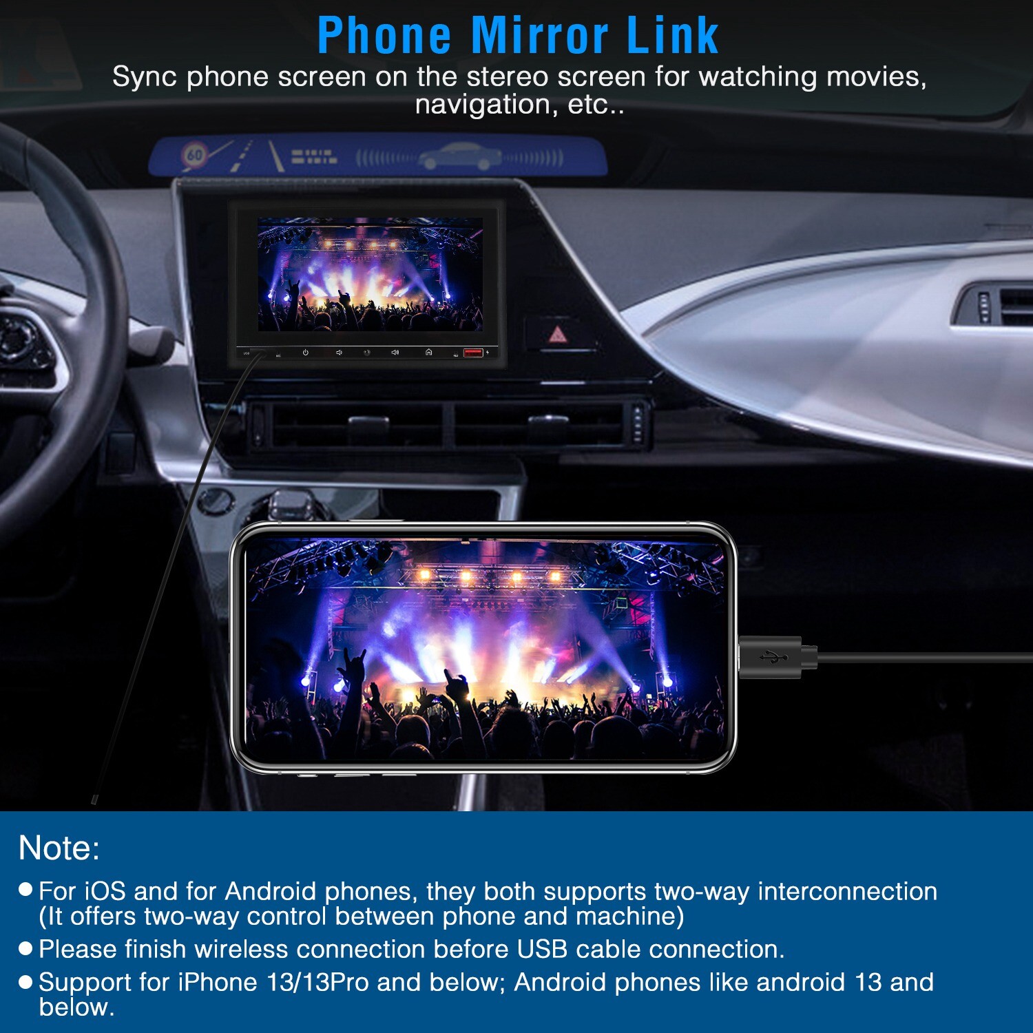 Car MP5 Player Stereo Radio Wireless USB/AUX/FM Touch Screen Rear Camera Remote