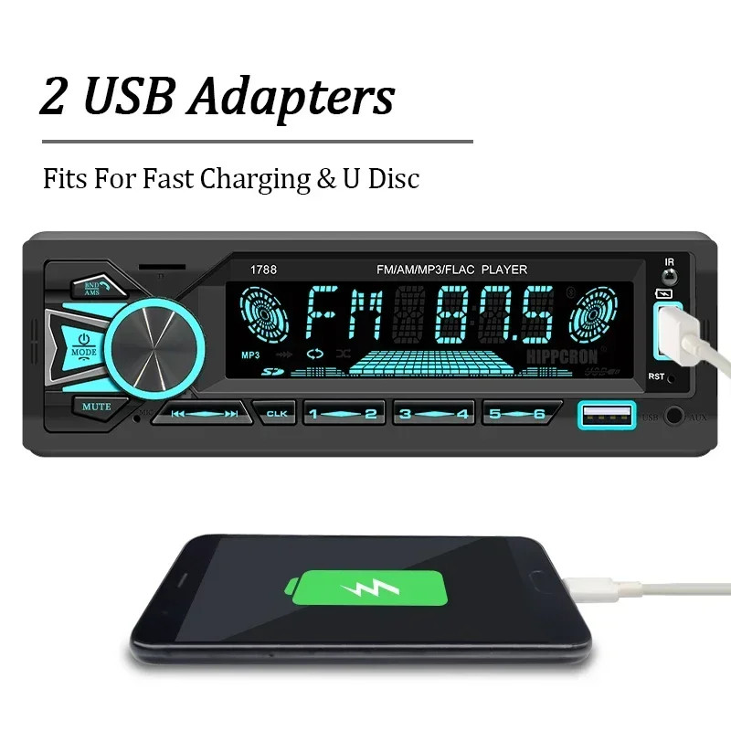 Car MP3 Player Radio Srereo Bluetooth FM Receiver Support Phone Charging USB/TF