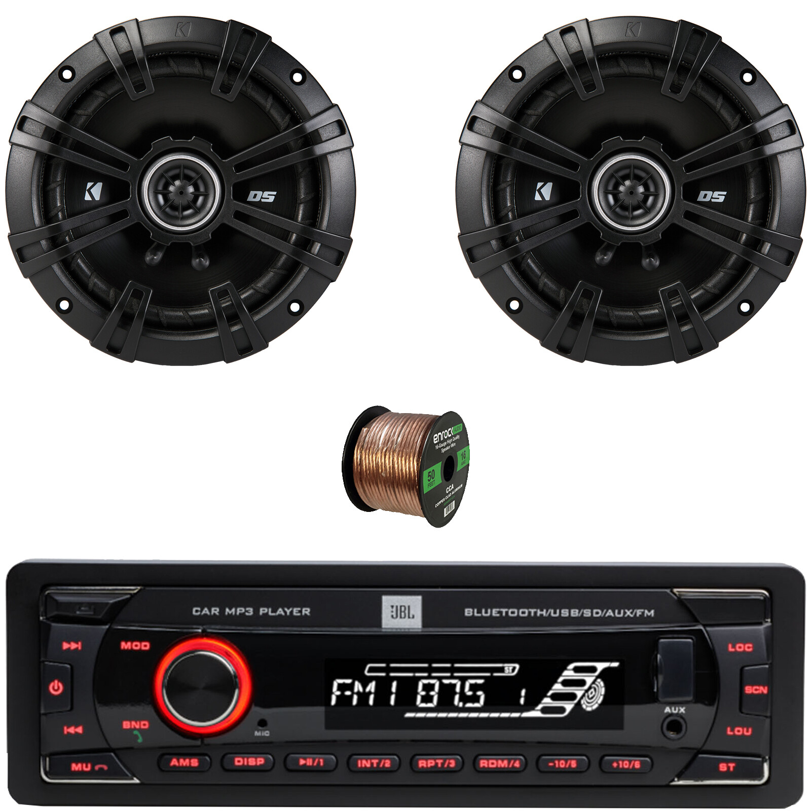 JBL Celebrity100 1-DIN Bluetooth High Power Radio, 6.5″ 240W Speakers (Pair)