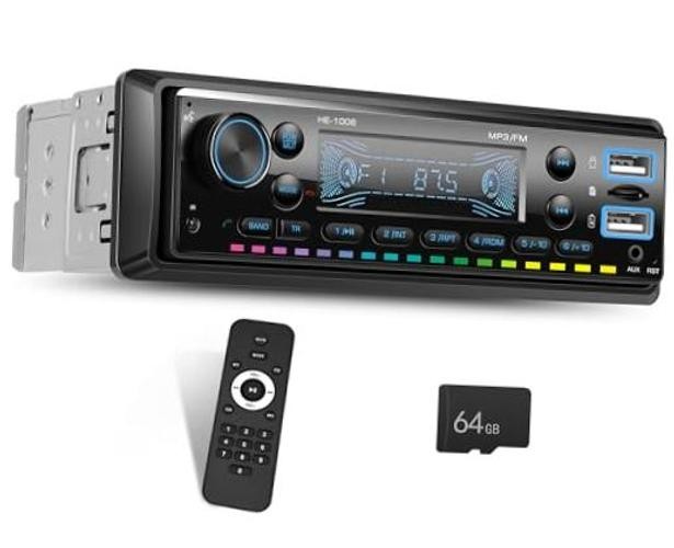 Single Din Car Stereo Bluetooth 5.0 Audio Radio with 64G Card FM Receiver