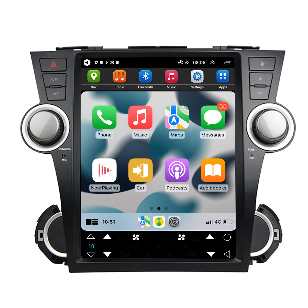 12.1″HD Car Video Player for Toyota Highlander 2009-2013 BT Music GPS WiFi DSP