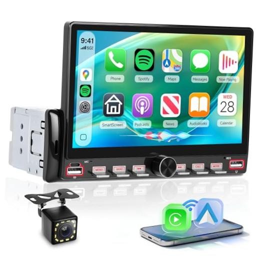 Single Din Car Stereo with Wireless CarPlay – 7 Inch with CarPlay