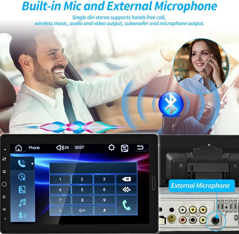 10.1″ Carplay Car Stereo Radio Single 1Din Rotatable Touch Screen Bluetooth MP5