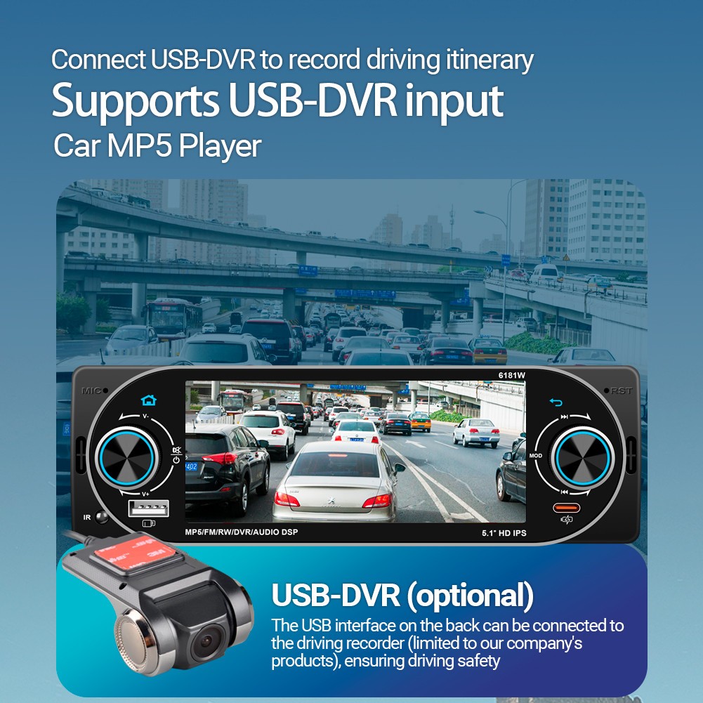 Touch Screen Single 1DIN Car Radio Stereo Player Bluetooth FM/RDS W/8LED Camera