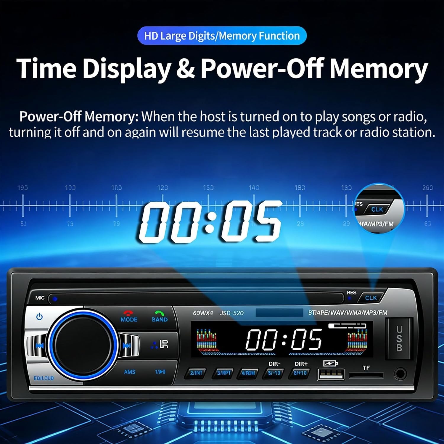 Single DIN Car Stereo Bluetooth 5.0 FM Radio USB AUX TF MP3 Player