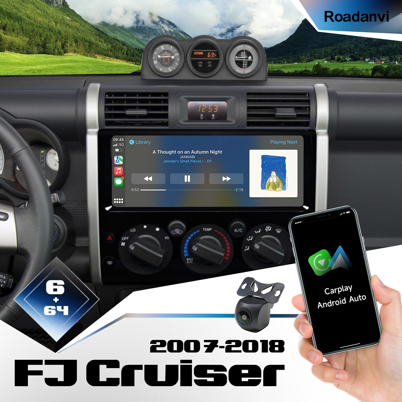 Roadanvi 12.3″ Car Radio Touchscreen for Toyota FJ Cruiser 2007-2018 GPS 4G LTE