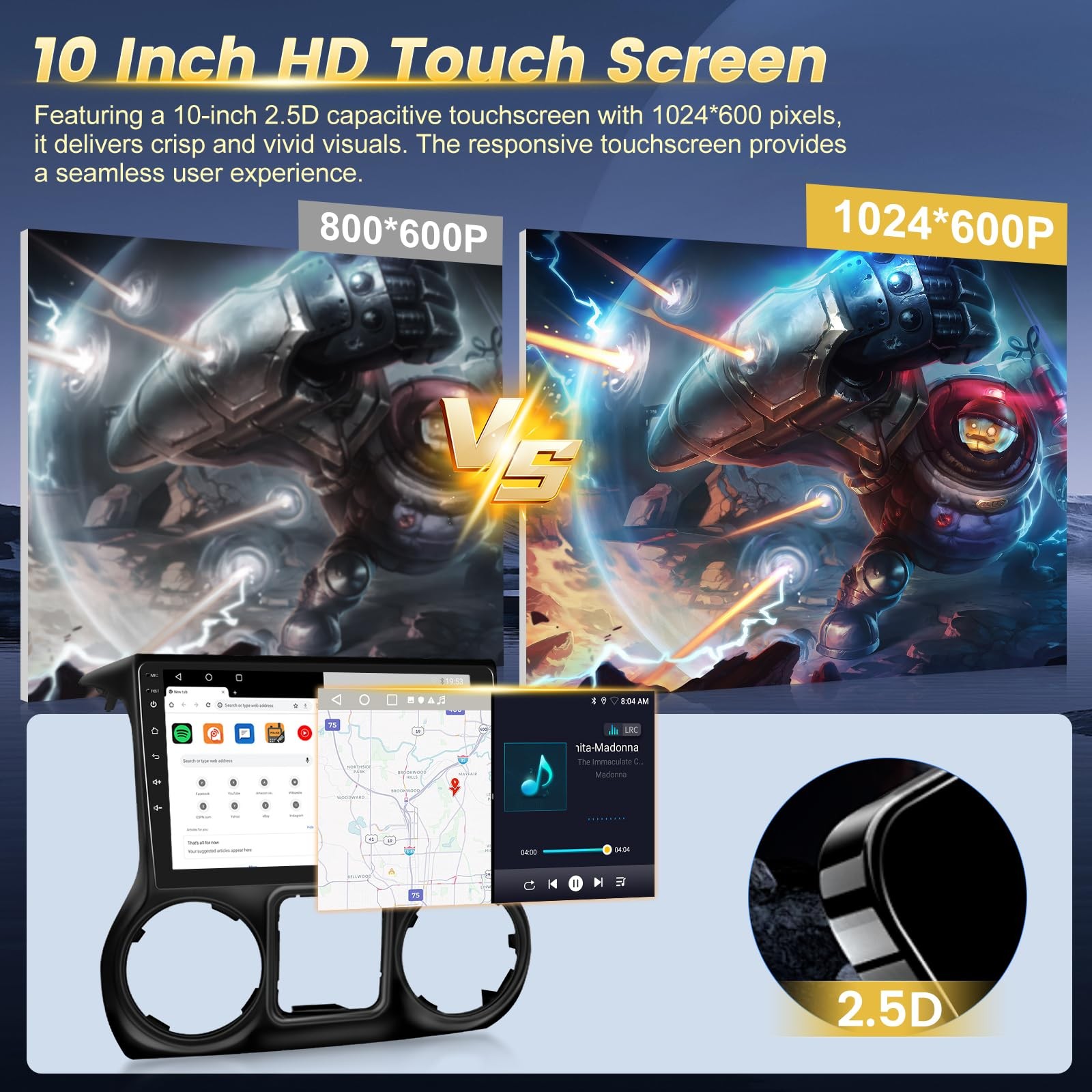 [2G+64G] 10 inch Screen for Jeep Wrangler Radio 2015 2016 2017, Android Wrang…