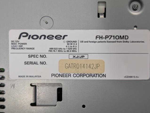 Used Pioneer Carrozzeria FH-P710MD　 2DIN Deck Car Audio WMA MP3 DSP Color Black