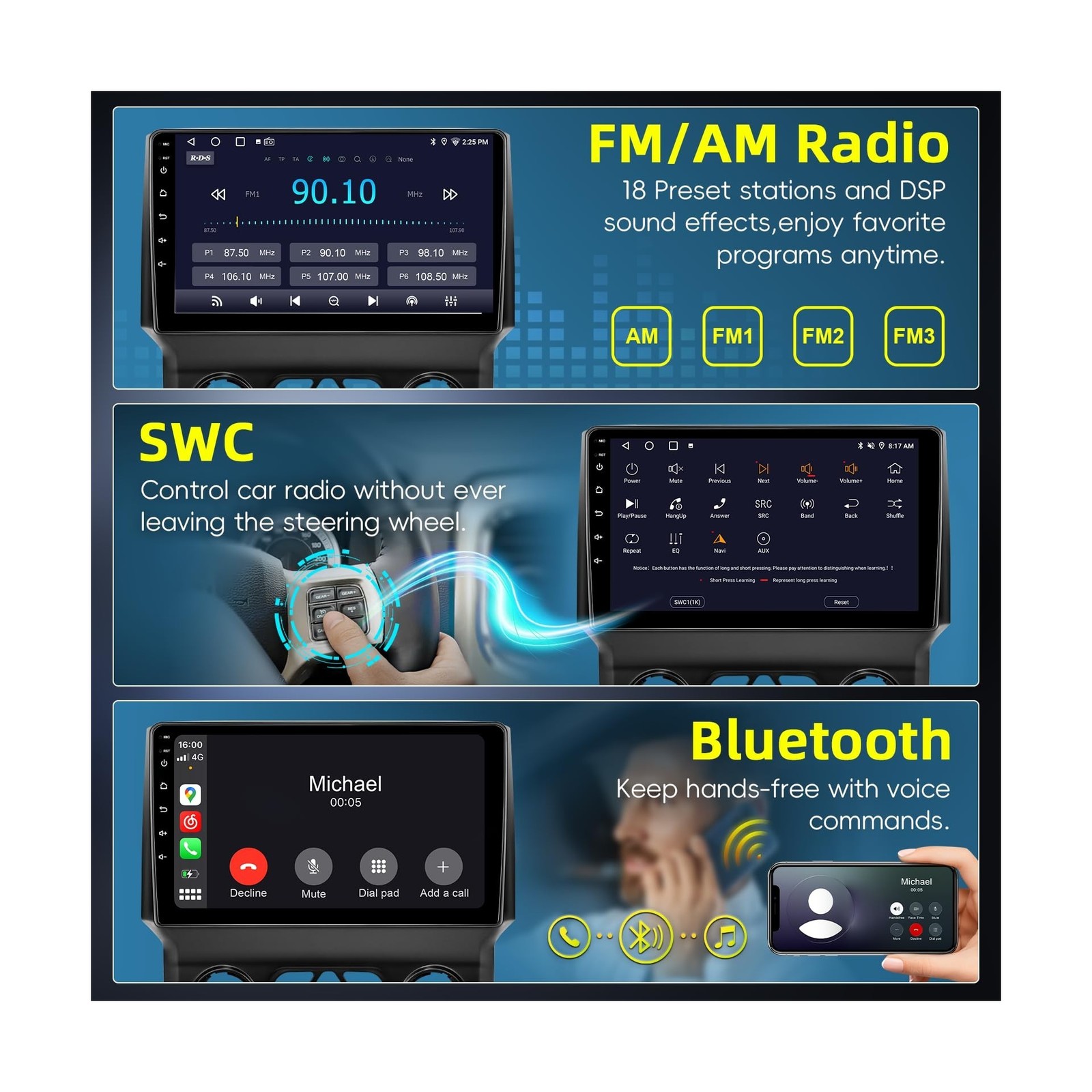 Car Radio Stereo for Dodge RAM 1500 2500 3500 2013-2018 Automatic AC,2+64G An…