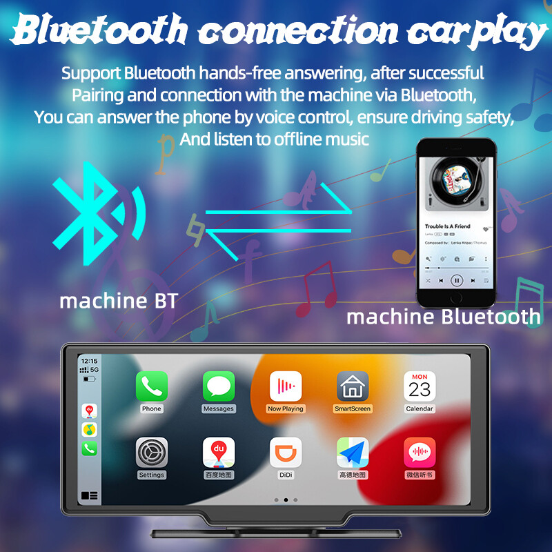 10 Inch Carplay Android Auto Bluetooth AUX Touch Screen Mirror Link Camera FM