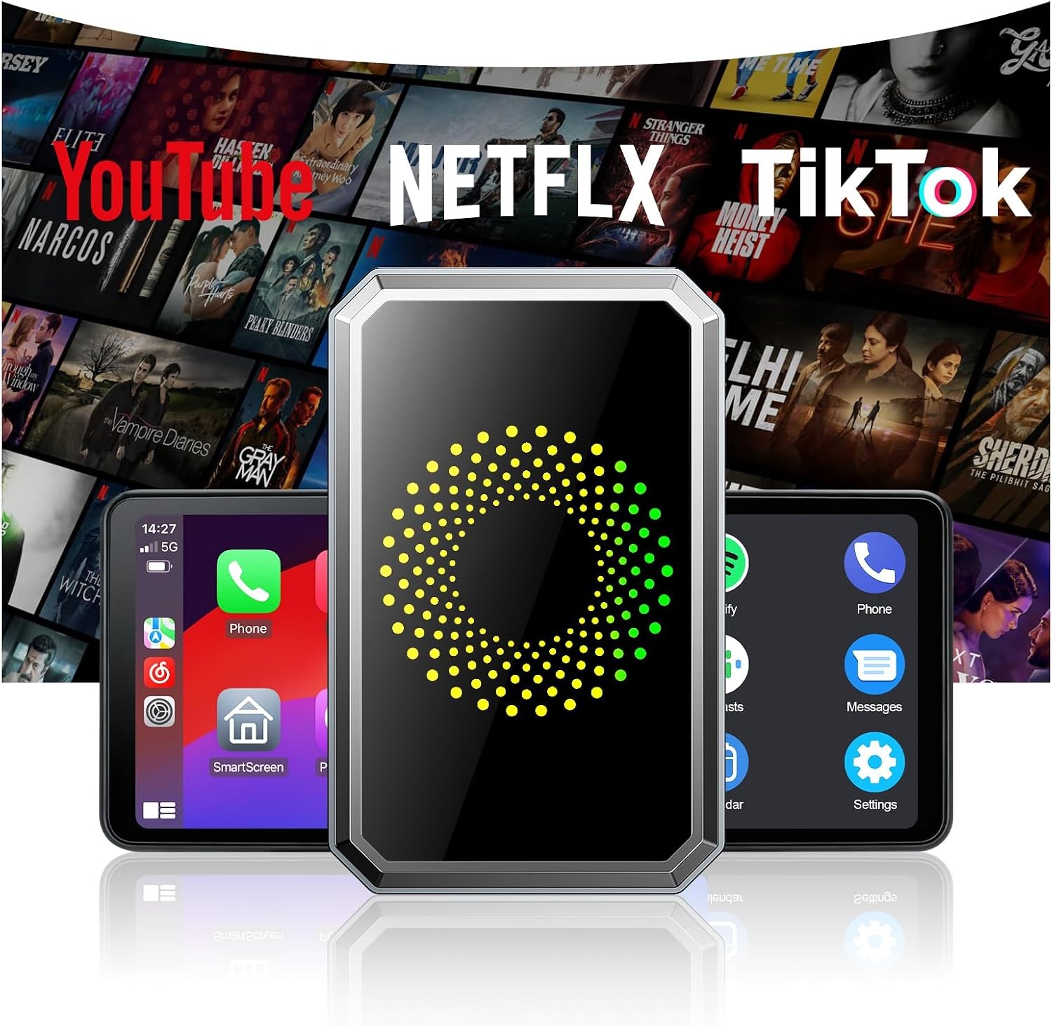 3-in-1 Wireless Carplay Adapter Magic AI Box w/Netflix YouTube USB Drive for OEM