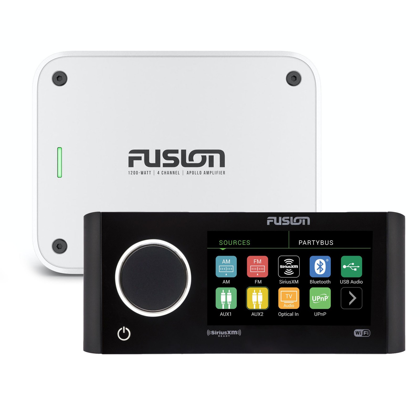 Fusion MS-RA770 Apollo Marine Entertainment System + MS-AP41200 4-Ch Amp