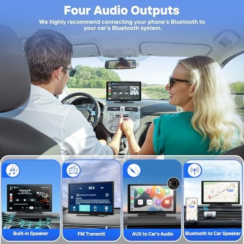 9″ Wireless CarPlay Screen with 4K Dash Cam, 1080p Backup Camera, GPS, Bluetooth