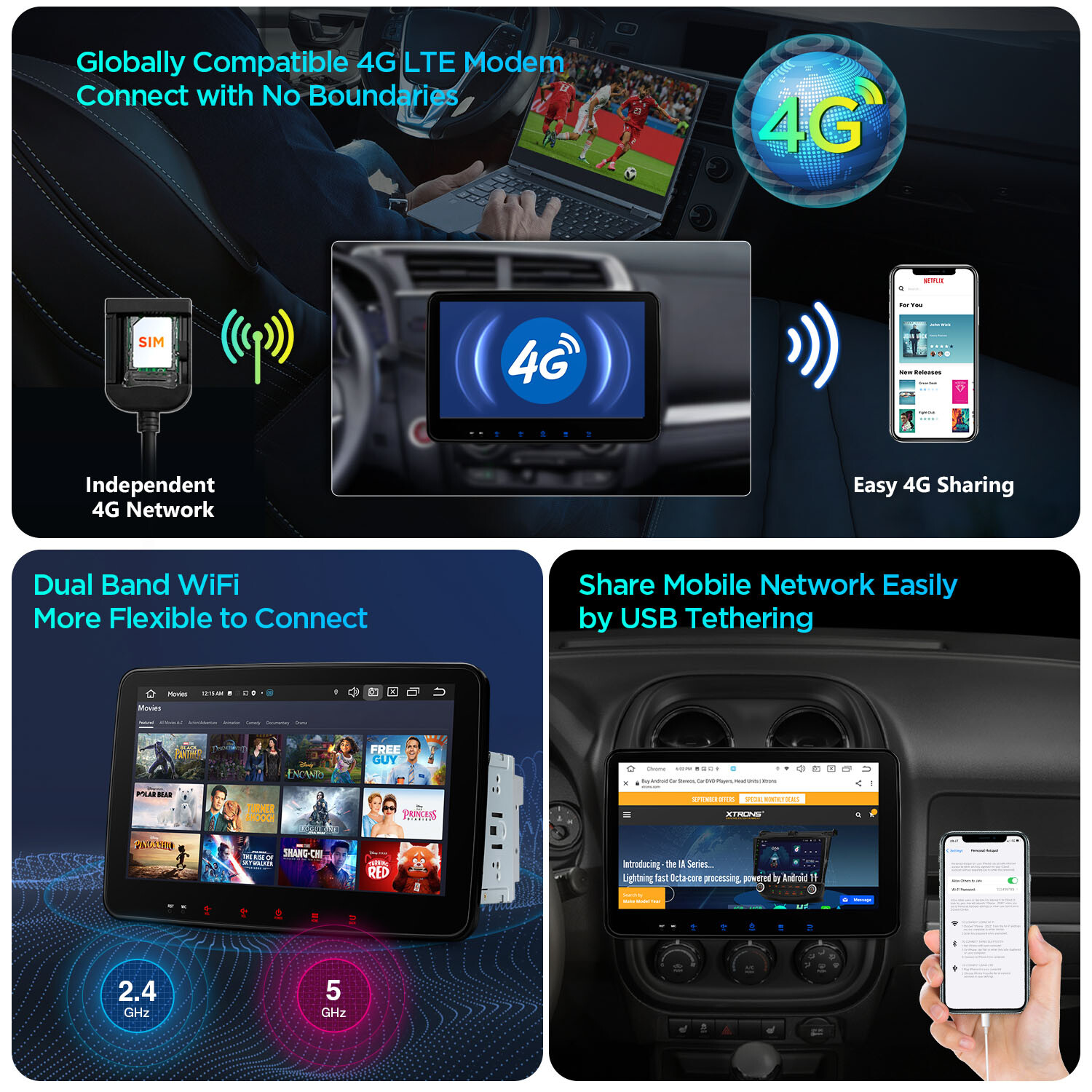 10.1” QLED Double 2 DIN Android 13 8-Core Car-Play Car Stereo Radio GPS 4G WiFi