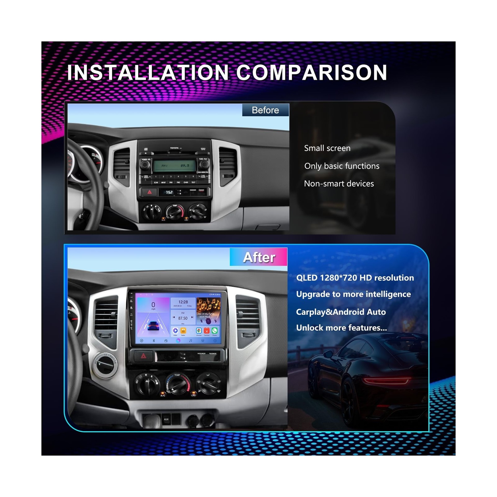 Car Radio Stereo for Toyota Tacoma 2005-2015,9″ Android 13 Touchscreen Head U…