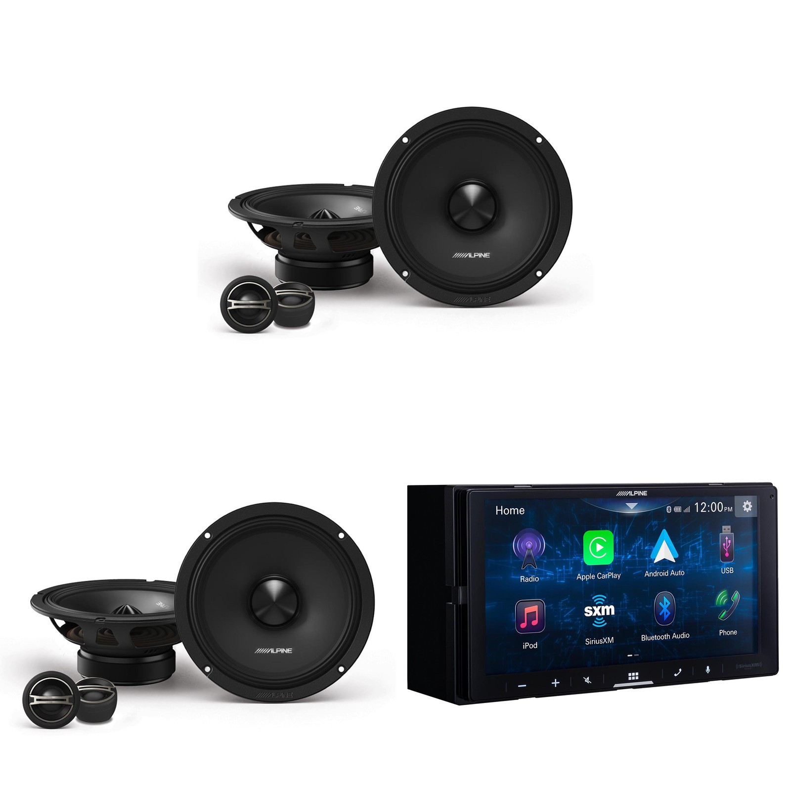 Alpine iLX-W670-S Digital Multimedia Receiver w/ (2) DM-65C-G 6.5″ Component …