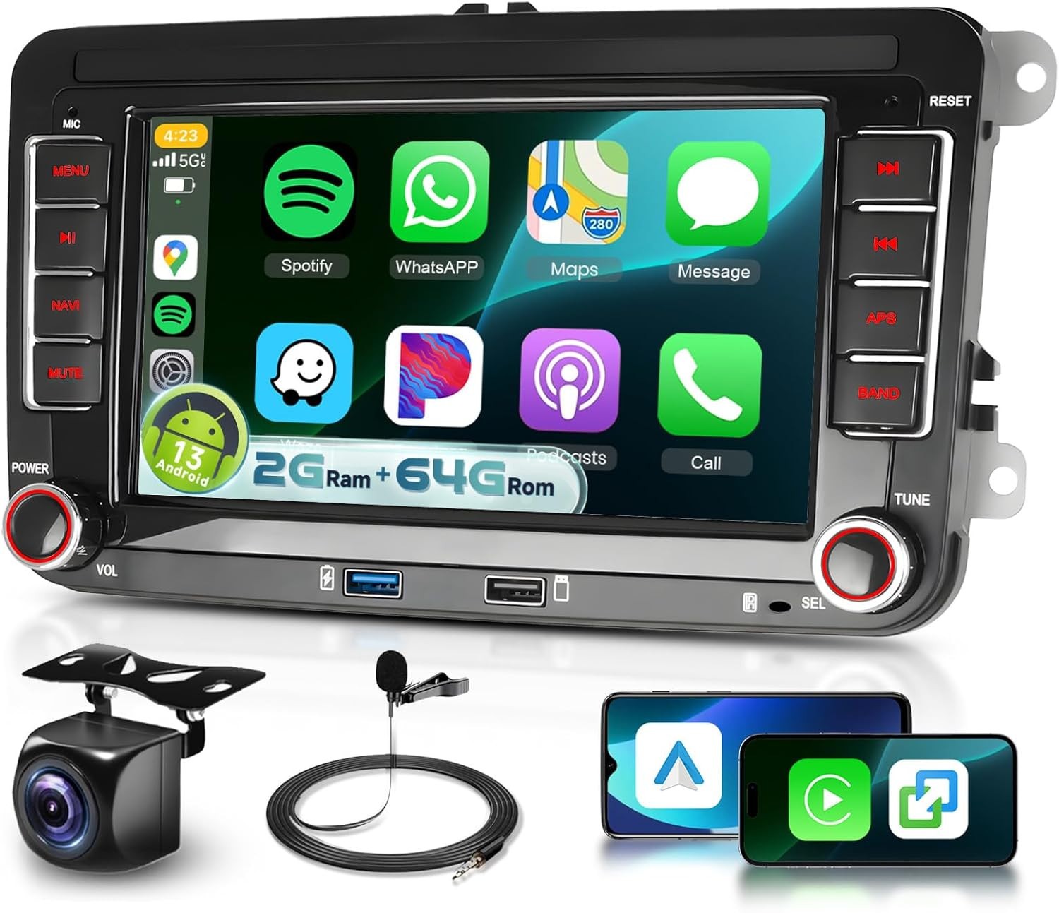 VW Golf 5 6 Passat Jetta Caddy EOS T5 Tiguan Touran Radio 2+64G Carplay/Android