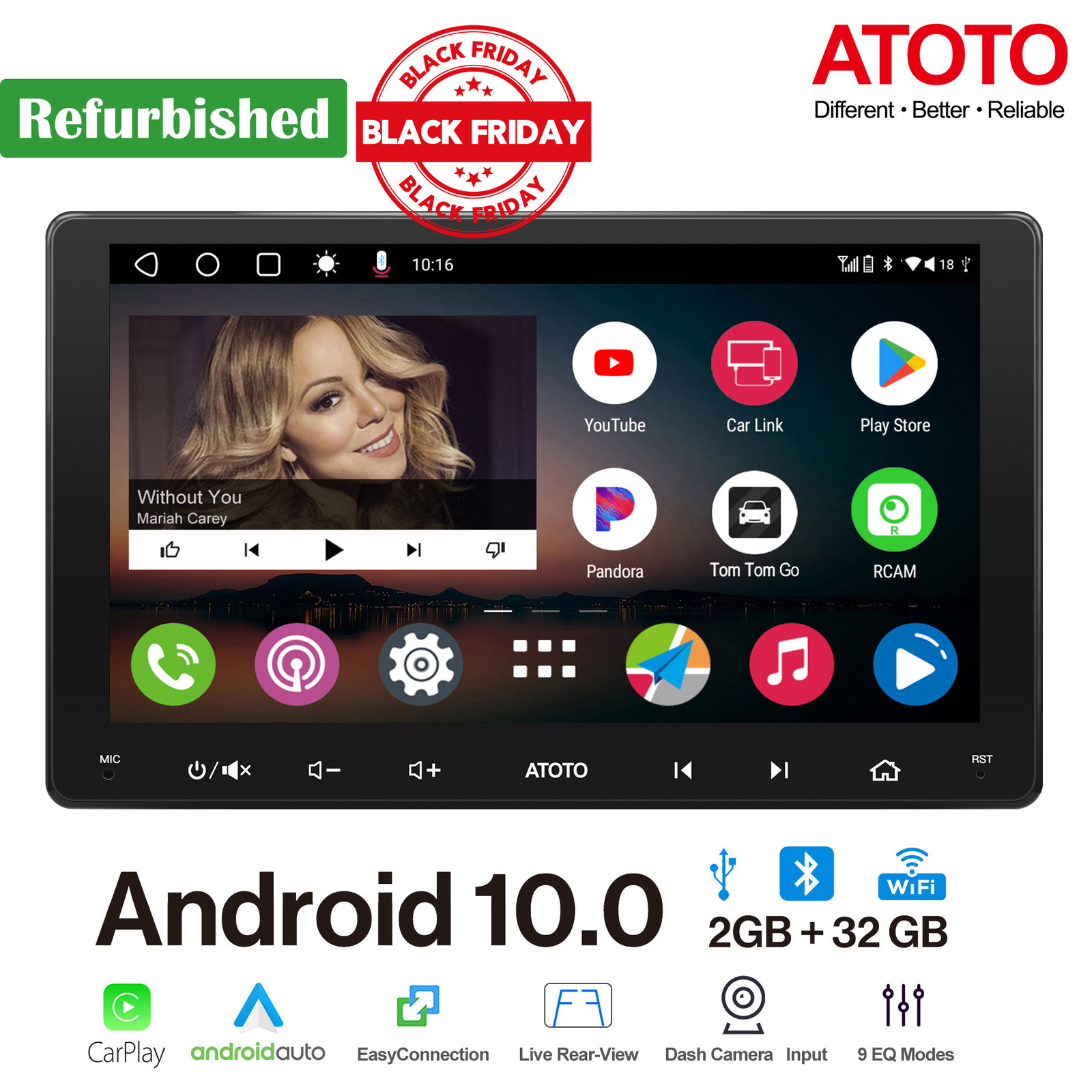 ATOTO A6 PF 7″ Double 2DIN Android Car Stereo Wireless CarPlay & Android Auto,BT