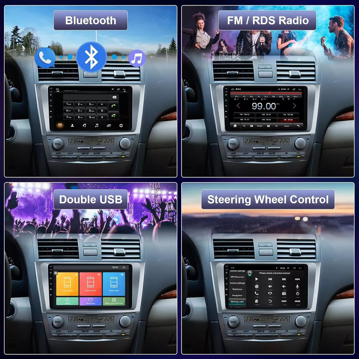 Android 15 CarPlay GPS Navi For Toyota Camry 2007-2011 4+64GB Car Stereo Radio