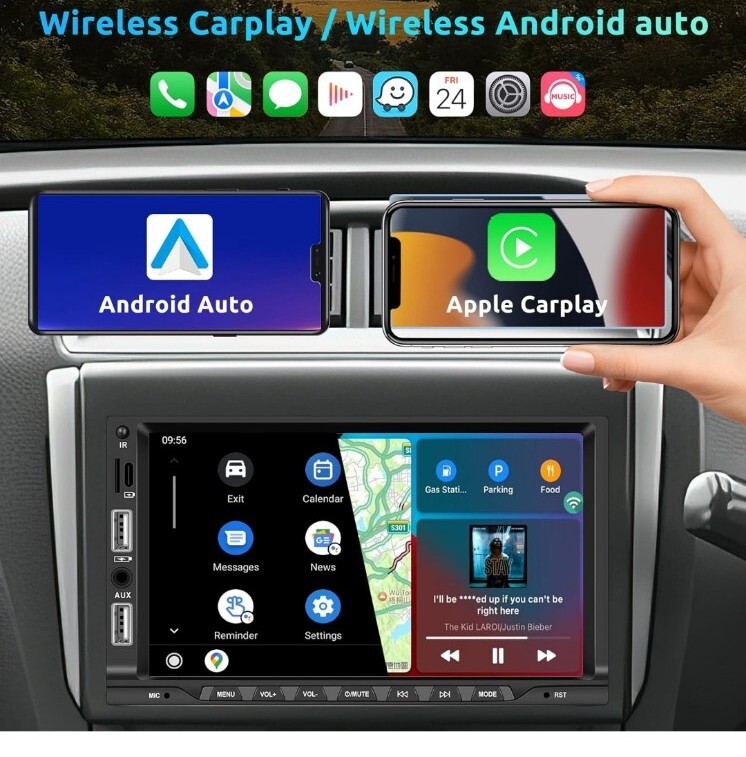 7″ 2 Din Car Radio Carplay Android Auto Car Stereo Bluetooth Mirror Link+Camera