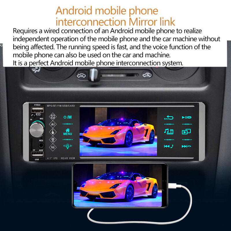 1 Din Car Radio Bluetooth 4 Inch FM 2USB Android Sapacitive Screen Smart Voice