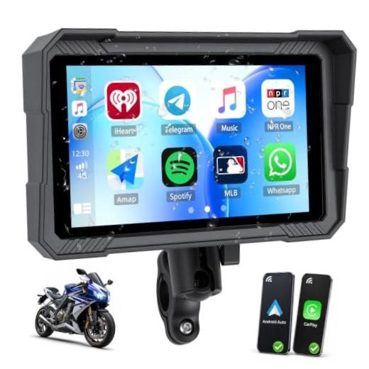 Motorcycle CarPlay Screen,5“ Waterproof Touchscreen, Portable Carplay/Android