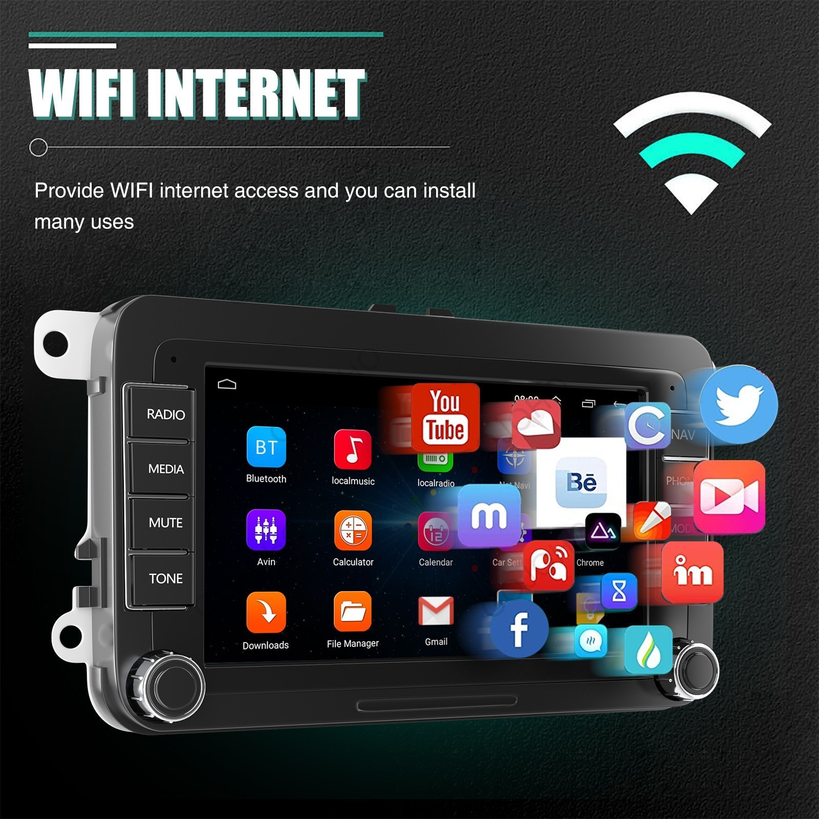 4+64G 7″ Android 14 Car Stereo Radio GPS Carplay For VW Golf MK5 MK6 Caddy Jetta