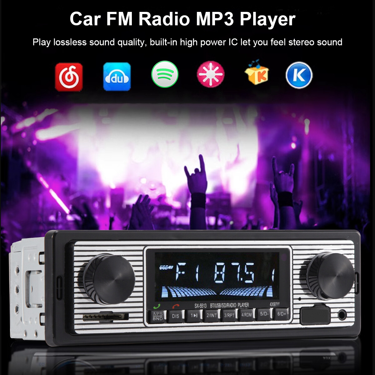 Car FM Radio MP3 Player Bluetooth Vintage USB Classic Stereo Audio Receiver AUX